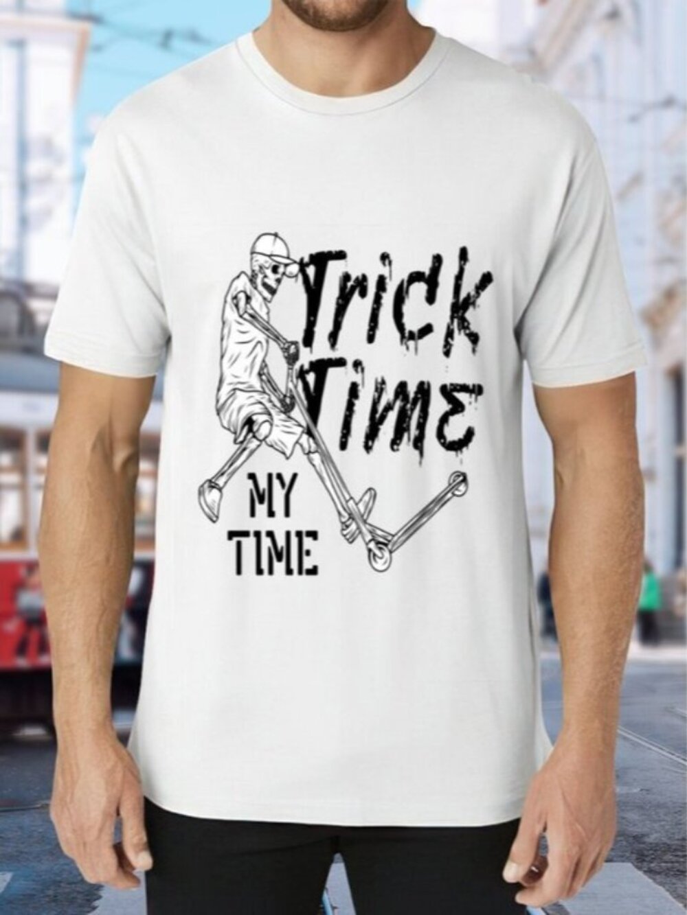 Trick Time Graphic Tee - White with Black Print